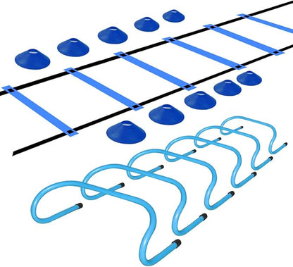 TNZMART Agility Ladder and Disc Cones Training Set Adjustable Rungs Training Ladder with 10 Plastic Sport Cones for Training