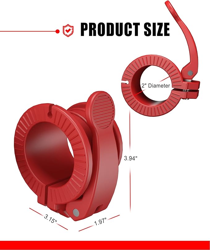 Olympic Barbell Clamps 2 inch Adjustable Barbell Clips Quick Release Pair of Locking Weight Clips for Bars