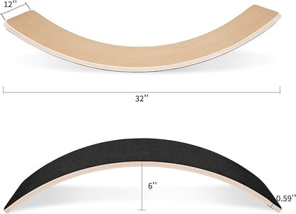 Balance Board, 32 Inch Wooden Wobble Board, Montessori Rocker Yoga Curvy Board Natural Wood, Open Ended Learning Toy, Sensory Play Equipment for Office & Classroom, Multiple Colors