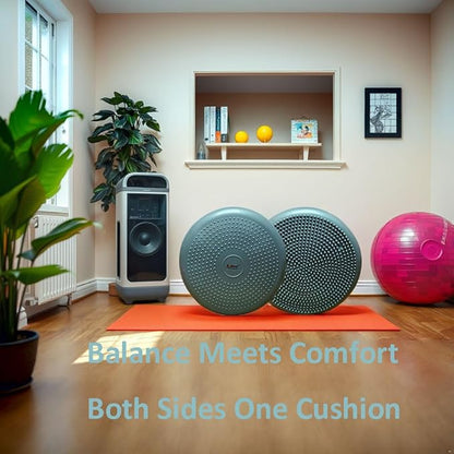 AppleRound Inflated Wobble Cushion with Hand Pump, Air Stability Board (Extra Thick), Core Balance Disc for Adults, Sensory Wiggle Seat for Kids, Flexible Seating for All Age, 13.5in / 34cm Diameter