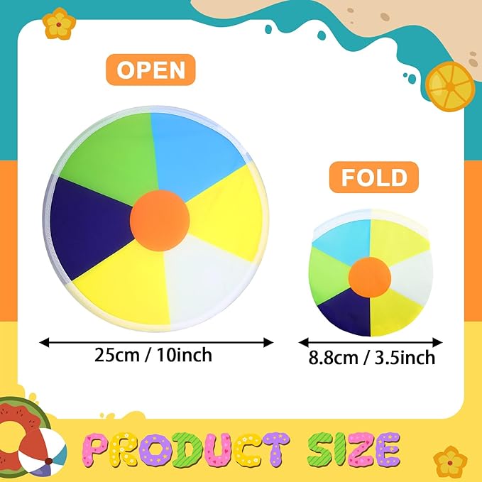 24 Pcs Foldable Flying Disc Fans with Bag Folding Pocket Gifts for Fun Birthday Camping Summer Outdoor Activities Party Favors, 8 Styles(Volleyball)