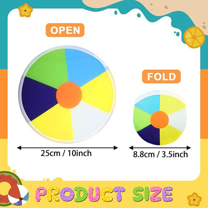 24 Pcs Foldable Flying Disc Fans with Bag Folding Pocket Gifts for Fun Birthday Camping Summer Outdoor Activities Party Favors, 8 Styles(Volleyball)