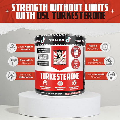 Old School Labs Testosterone Supplement for Men ??Turkesterone 1500mg Max Potency + Tongkat Ali & BioPerine® ??Muscle Growth, Recovery, Drive & Stamina ??120 Caps, 40 Servings