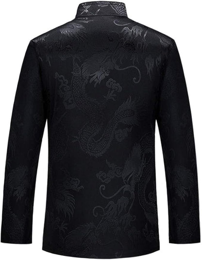 wecotton Tang Suit Men Hanfu Chinese Traditional Clothes Kung Fu Shirt Uniform Long Sleeved Coat Tops and Pants