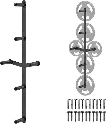"Kipika Weight Plate Storage Rack - Wall Mounted Weight Plate Holder with Durable Steel Construction Organizer for Olympic Plates, 1000lb Capacity, Space-Saving for Home Gym"