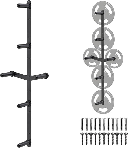 "Kipika Weight Plate Storage Rack - Wall Mounted Weight Plate Holder with Durable Steel Construction Organizer for Olympic Plates, 1000lb Capacity, Space-Saving for Home Gym"