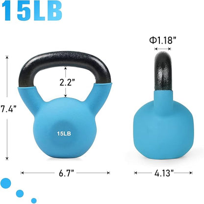 RitFit Neoprene Coated Solid Cast Iron Kettlebell 5 10 15 20 25 30 35 40 45 50 LB, Great for Full Body Workout, Cross-Training, Weight Loss & Strength Training