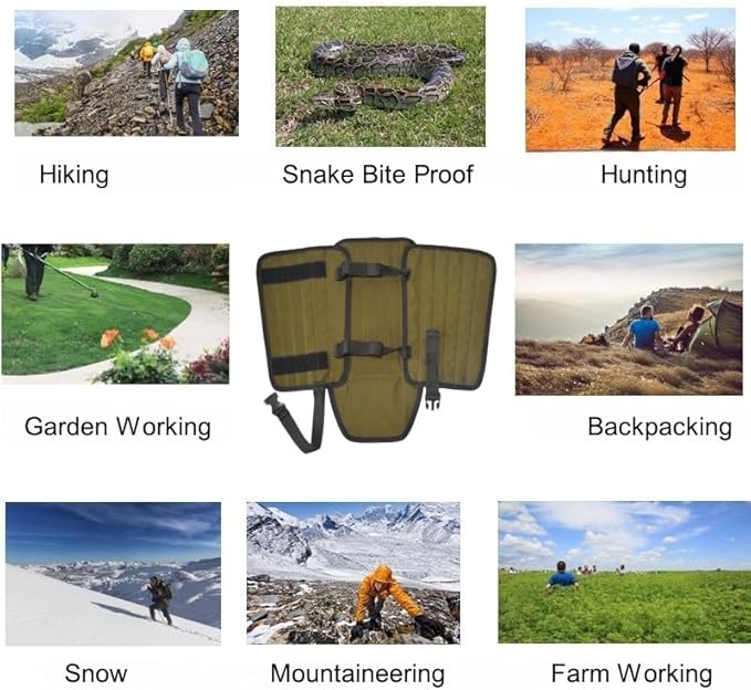 Snake Proof Leg Gaiters, Waterproof 1000D Oxford, Military Green Camo, Adjustable Buckle Design