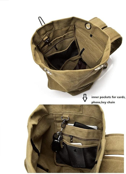 Large Capacity Travel Climbing Bag Tactical Military Duffel Bag Top Load Double Strap Canvas Backpack