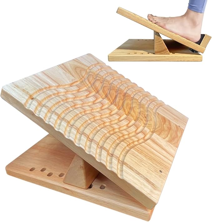 KIJO Studio Professional Wooden Calf Stretcher Slant Board 500 lbs Weight Capacity 16-Angle Adjustable Incline Calf Stretch Slant Board for Calf Stretching Exercise Squat & Physical Therapy Non-Slip