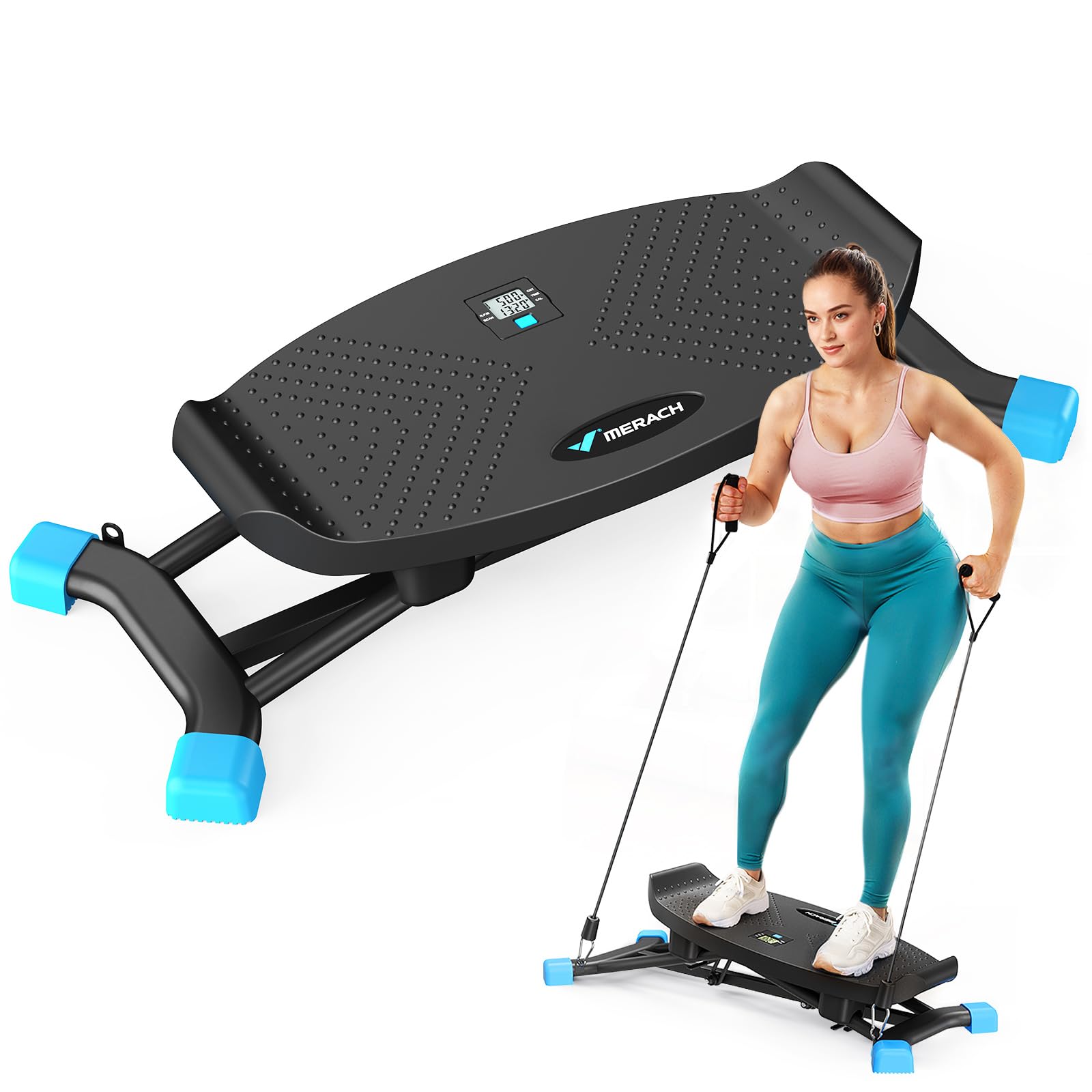 MERACH Balance Board for Adults, Rocking Stepper with Resistance Bands