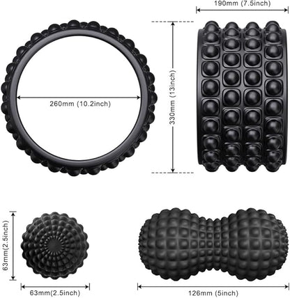 Kipika Back Roller Wheel,Back Stretcher,Back Cracker,Yoga Wheel, Foam Roller for Back Pain Relief and Posture Correction with Massage Ball