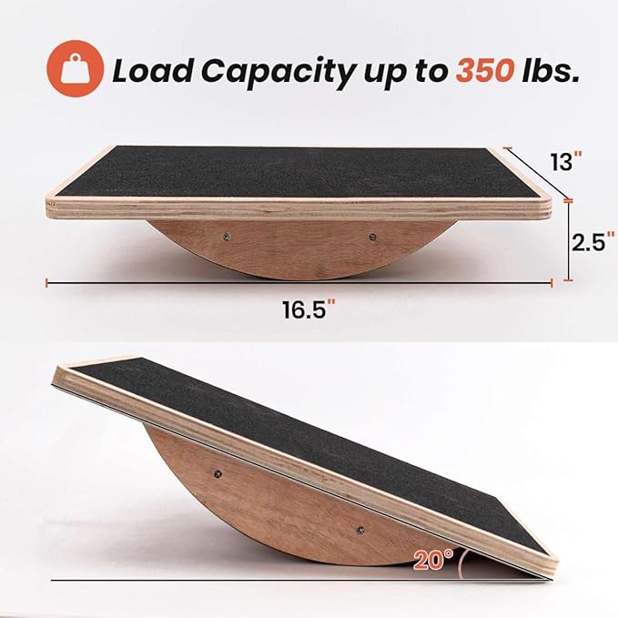 Wooden Wobble Board for Adults - Anti-Slip Balance Board for Stand-Desk Core Strength Therapy