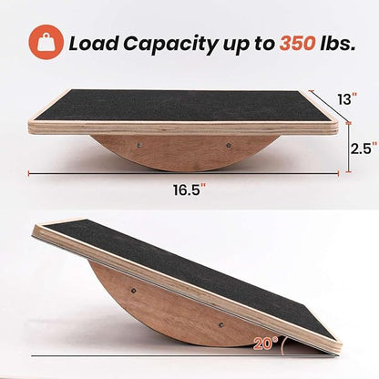 Wooden Wobble Board for Adults - Anti-Slip Balance Board for Stand-Desk Core Strength Therapy
