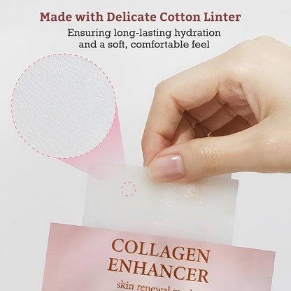 LEADERS Collagen Enhancer Skin Renewal Mask ??Boosts Elasticity, Firmness & Hydration for a Plump ??Hydrating Face Mask with Hydrolyzed Collagen, Plant Extracts, & Moisture-Rich Formula ??10 Sheets