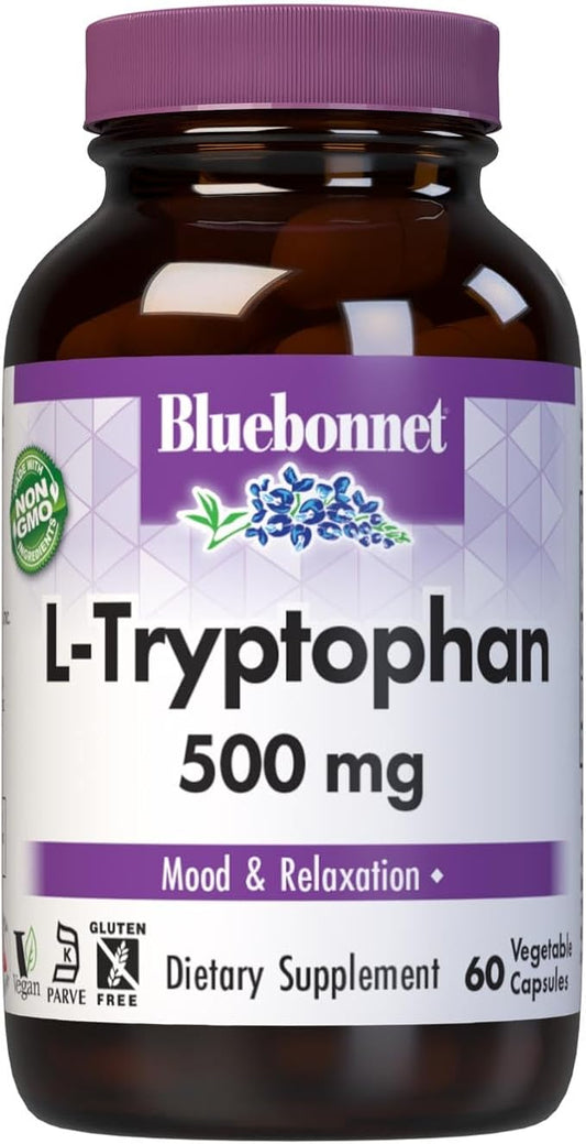 Bluebonnet Nutrition L-Trypotophan 500mg, for Neurotransmitting Support*, Supports Positive Mood*