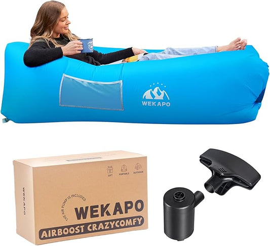 WEKAPO Inflatable Lounger with Pump-Effortless Setup, Ultra-Comfy & Lightweight -Perfect Blow up