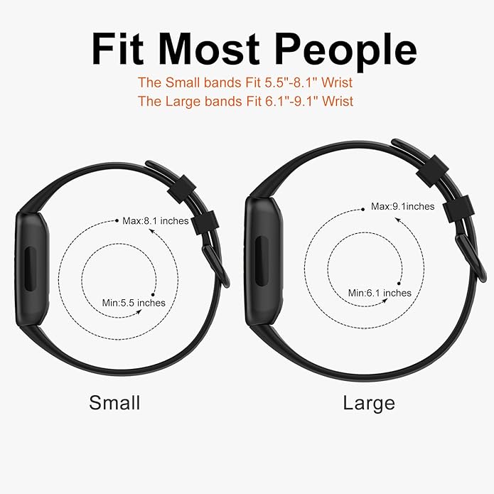 2 Pack Compatible with Fitbit Inspire 3 Bands, 15.4mm Width Soft Silicone Adjustable Sport Replacement Band for Women Men