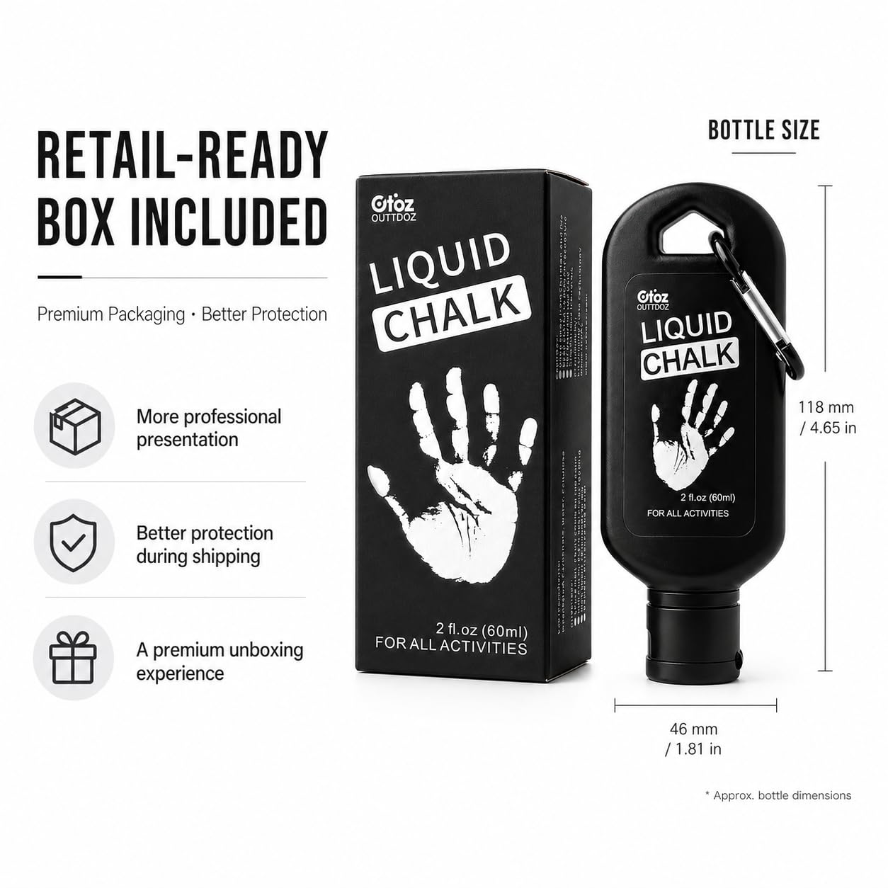 OUTTDOZ Liquid Chalk 2 oz 1 Pack for Weightlifting, Climbing & Gymnastics
