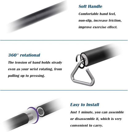 Resistance Band Bar, 26.4in or 39.4in, Workout Bar for Fitness, Portable Weightlifting Training, Suit for Home Exercise, Resistance Band Training