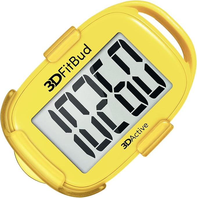 3DFitBud Simple Step Counter Walking 3D Pedometer from 3DActive with Clip & Lanyard - A420S