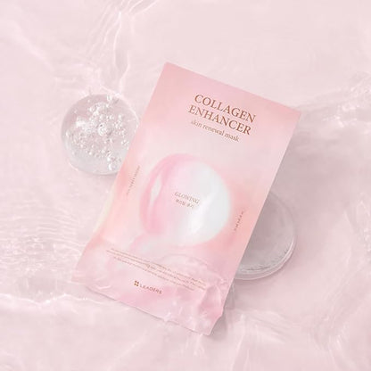 LEADERS Collagen Enhancer Skin Renewal Mask ??Boosts Elasticity, Firmness & Hydration for a Plump ??Hydrating Face Mask with Hydrolyzed Collagen, Plant Extracts, & Moisture-Rich Formula ??10 Sheets