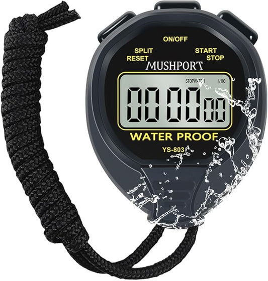 Waterproof Stopwatch Timer Only Stopwatch Mode, ON/Off Silent Simple Operation, Without Clock Date