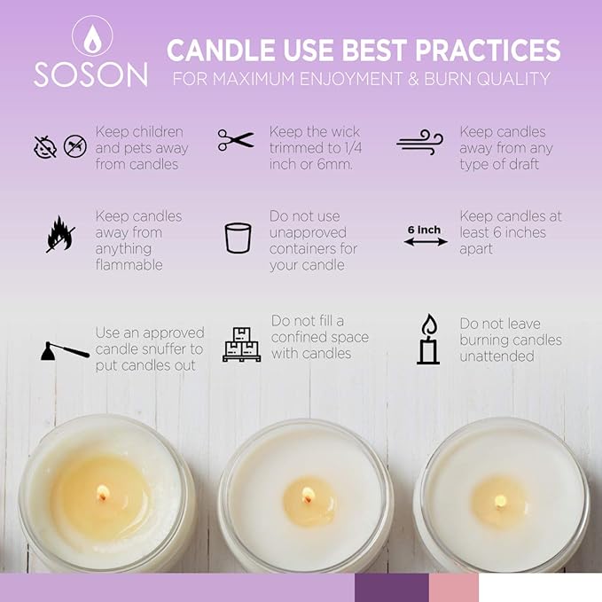 Simply Soson 3x6 inch Ivory Pillar Candles Set of 6, Smooth Texture, Unscented Ivory Candles, Dripless Candles, 3 inch Pillar Candles Ideal as Wedding, Parties, Spas, Dinner, Home Decoration, Church