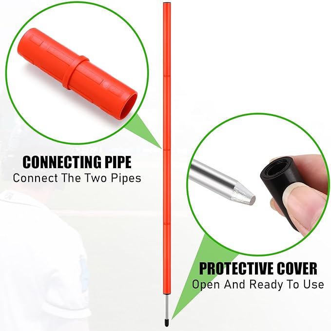 TOBWOLF 6PCS 6FT Adjustable Soccer Agility Training Poles, Detachable Sports Training Speed Sticks, Slalom Training Agility Pole Set, Outdoor Speed & Agility Turf Training Poles for Soccer Drills