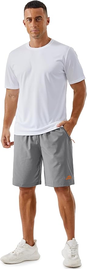 TACVASEN Men's Running Athletic Shorts 9" Quick Dry Workout Gym Shorts Lightweight Summer Shorts 3 Zipper Pockets