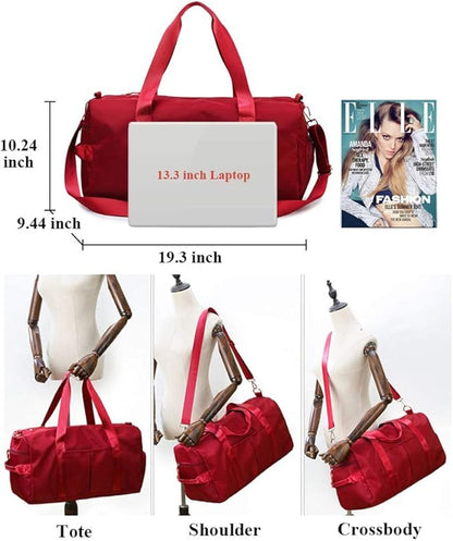 KARRESLY Sports Gym Bag for Women Travel Duffel Bag with Wet Pocket and Shoes Compartment for Training Swim Yoga(Beige)