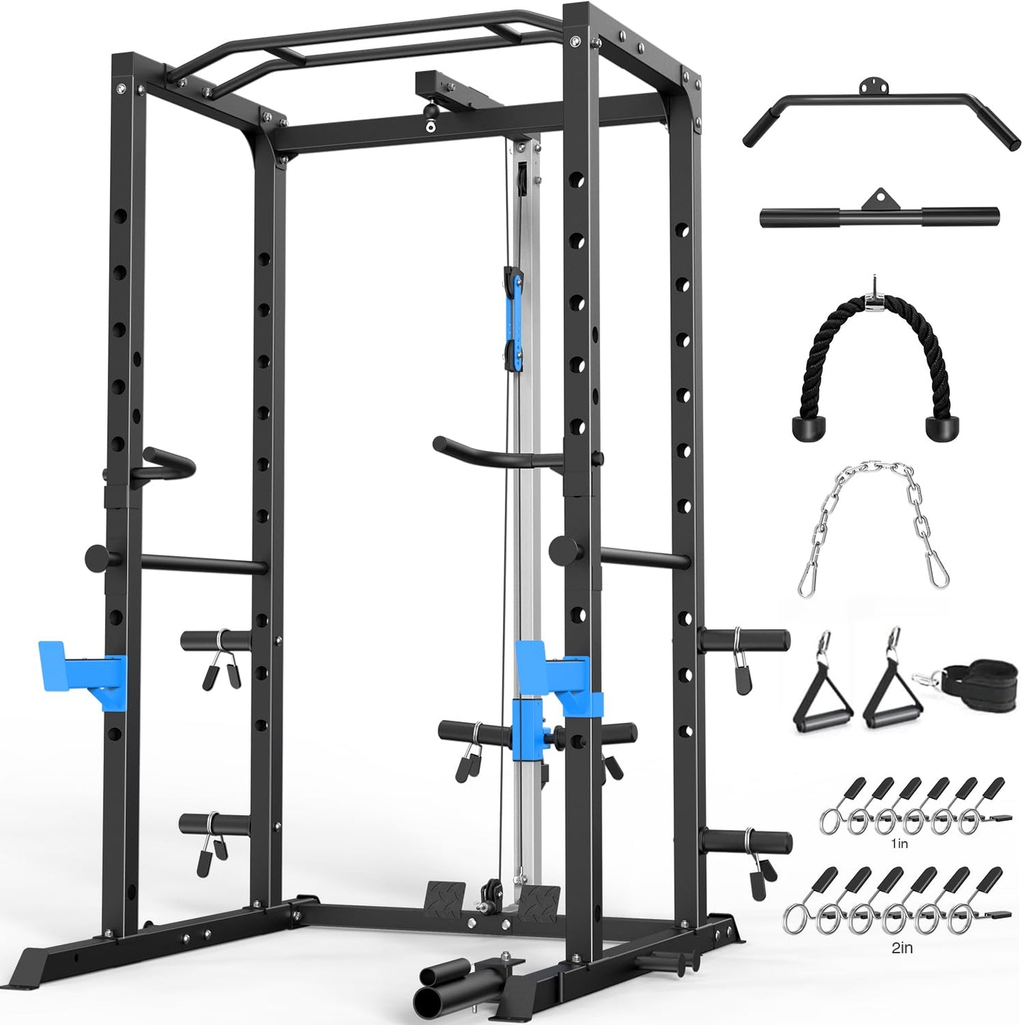 ULTRA FUEGO Power Cage, Multi-Functional Power Rack with J-Hooks, Dip Handles, Landmine Attachment