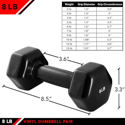 JFIT Dumbbell Pairs or Sets – Neoprene & Vinyl Coated Hand Weights for Home Gym, Strength Training, Aerobics, Cardio Exercise and Fitness