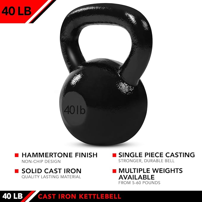 JFIT Kettlebell Weights Cast Iron, 40 LB