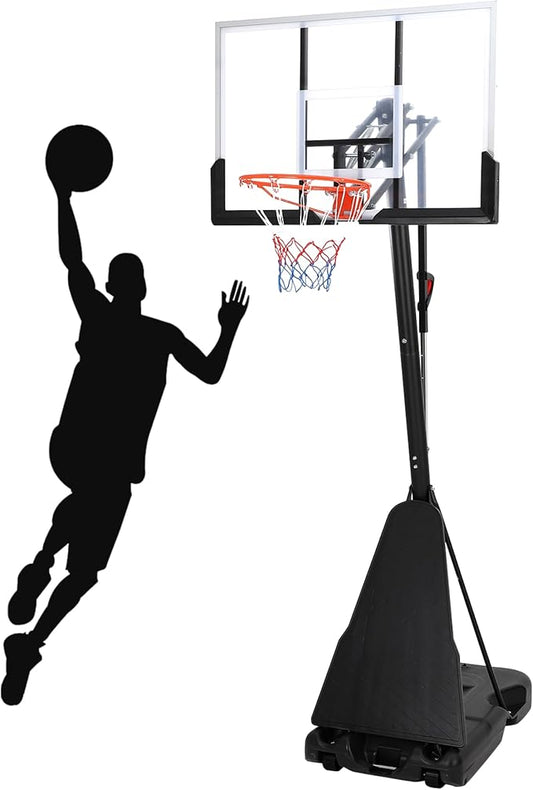 Basketball Hoop Outdoor 5.2-10Ft, Portable 47 Inch Shatterproof Backboard & Rebound Plate & Quick