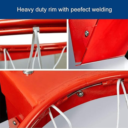 Professional 180º Heavy Duty Breakaway Basketball Rim，18 inch Single Spring Flex Rim Goal Replacement fit Indoor and Outdoor Backboard