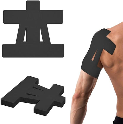 15 Pcs Precut Kinesiology Tape for Shoulder, Latex-Free Shoulder Tape for Pain Relief, Muscle Strips Kinesiology Tapes Precut, Sports Tapes Athletic Patch Support Muscle Elastic Breathable(Black)