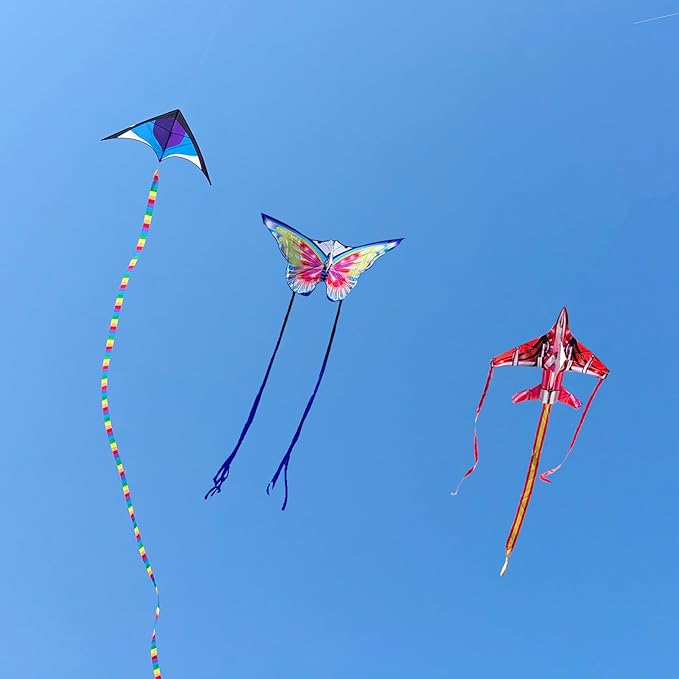 3Pack Large Kite Set - Easy to Fly for Kids Adults, Beach & Park & Outdoor Activities, Perfect for Easter and Festival