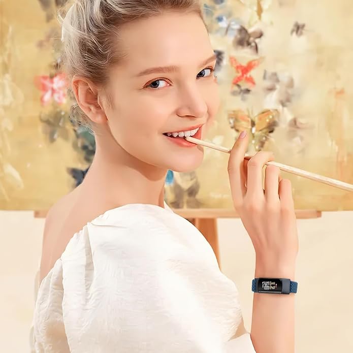 Elastic Braided Bands Compatible with Fitbit Charge 5/Fitbit Charge 6 for Women Men, Breathable Adjustable Stretchy Nylon Loop Sport Replacement Wristbands for Fitbit Charge 6 Charge 5 Straps