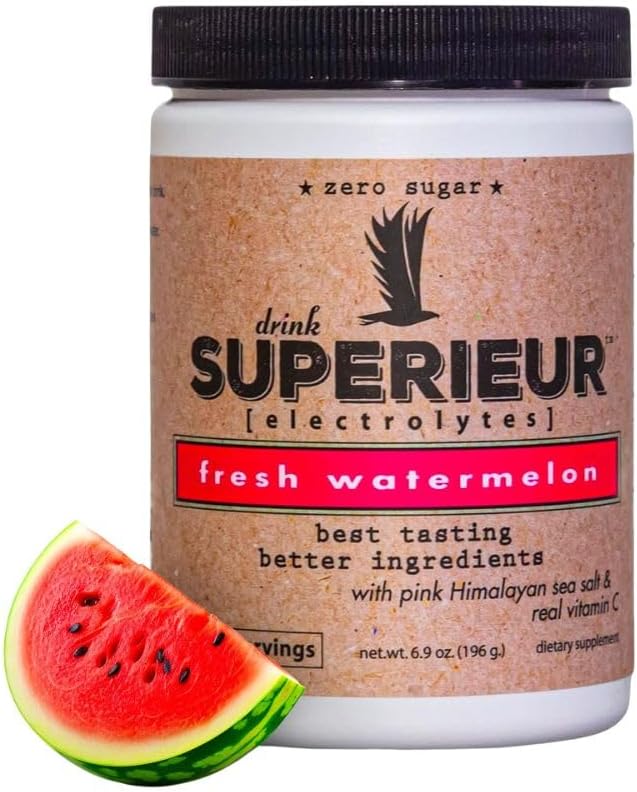 Superieur Electrolytes ??Plant Based Electrolyte Supplement w/Sea Minerals for Hydration & Recovery ??Keto Friendly, Non-GMO, Zero Sugar, Vegan Healthy Sports Drink Powder ??Watermelon (70 Servings)