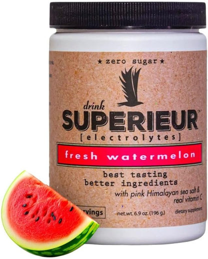 Superieur Electrolytes ??Plant Based Electrolyte Supplement w/Sea Minerals for Hydration & Recovery ??Keto Friendly, Non-GMO, Zero Sugar, Vegan Healthy Sports Drink Powder ??Watermelon (70 Servings)