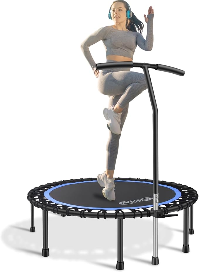 Newan 40"-48" Silent Mini Trampoline Fitness Trampoline Bungee Rebounder Jumping Cardio Trainer Workout for Adults-Max Limit 330lbs
