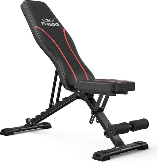 FLYBIRD WB2 Weight Bench, Utility Adjustable Weight Bench for Full Body Workout- Multi-Purpose