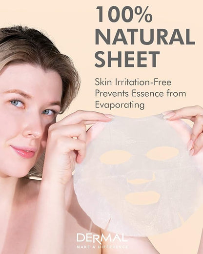 DERMAL Korean Collagen Face Mask ??Hydrating & Soothing Sheet Mask with Panthenol ??Hypoallergenic Calming Moisture Care for All Skin Types ??32 Combo Pack
