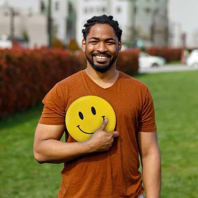 Smiley Flying Disc, 10.8”, Fun Outdoor Sport, Waterproof Beach Games, Ultimate Flying Disc, Safe Flyer Toy, Flying Disc for Kids & Adults, 175g