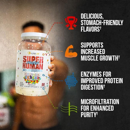 ALPHA LION Superhuman Whey Protein Powder, Great Tasting Pure Isolate, Low Carb, Sugar, No Bloat Post Workout, Muscle Recovery & Growth (28 Servings, Anabolic Cereal) 31.2175 Ounce