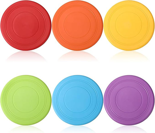 6 Pcs Kids Flying Disc 7 Inch Silicone Flying Disks Set for Kindergarten Outdoor Backyard Beach Lawn Park