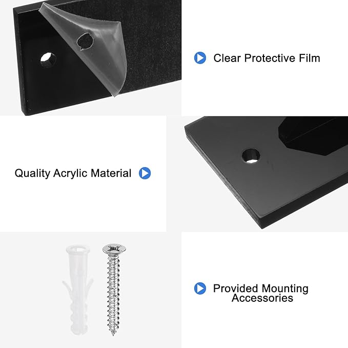 uxcell 4 Pcs Sword Holder Wall Mount Sword Racks Acrylic Wall Sword Display Hanger with Mounting Tools for Knife Martial Arts Sword Placement Display, Black