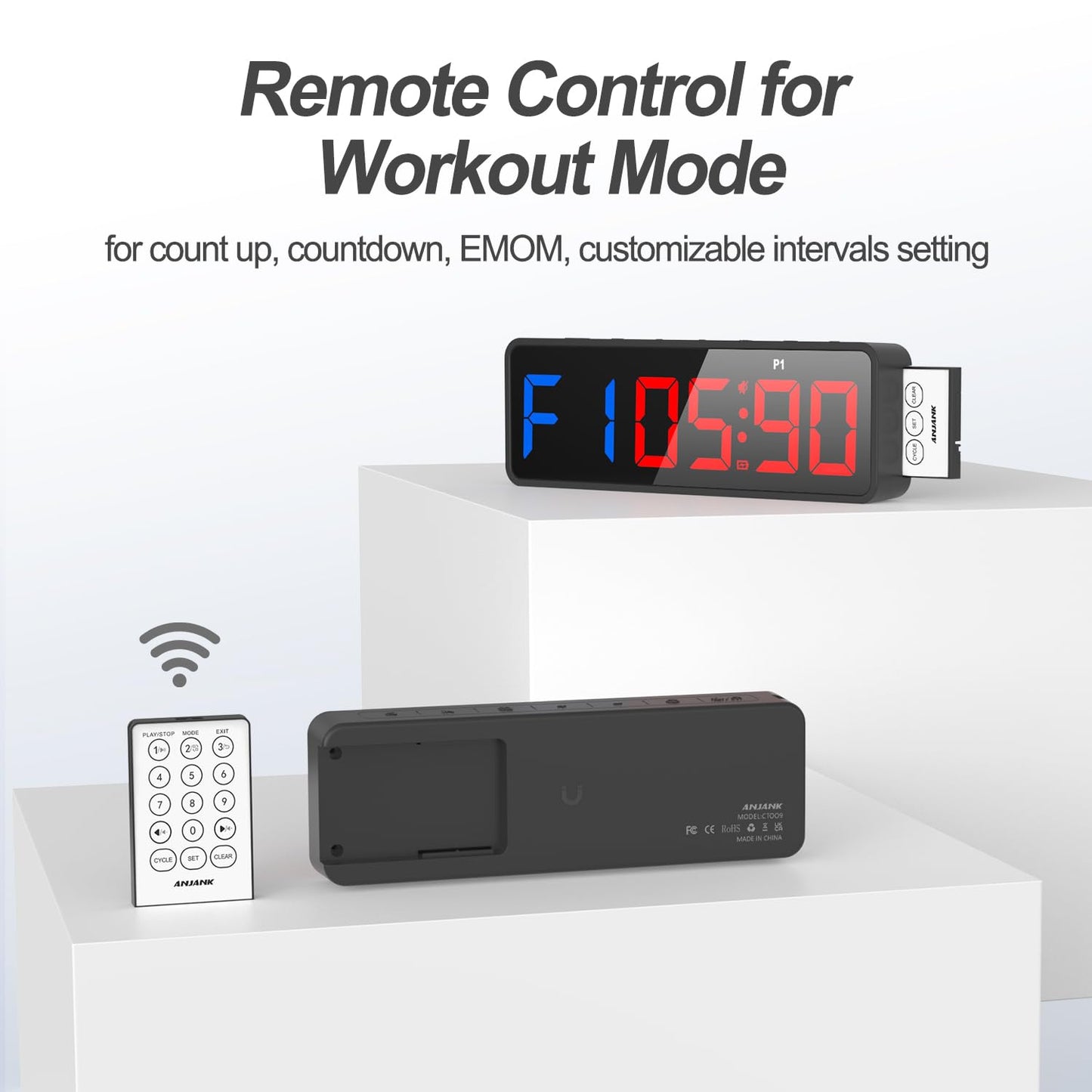 ANJANK Small Portable Gym Timer Clock, Strong Magnet, Workout Interval Timer with Powerful Battery
