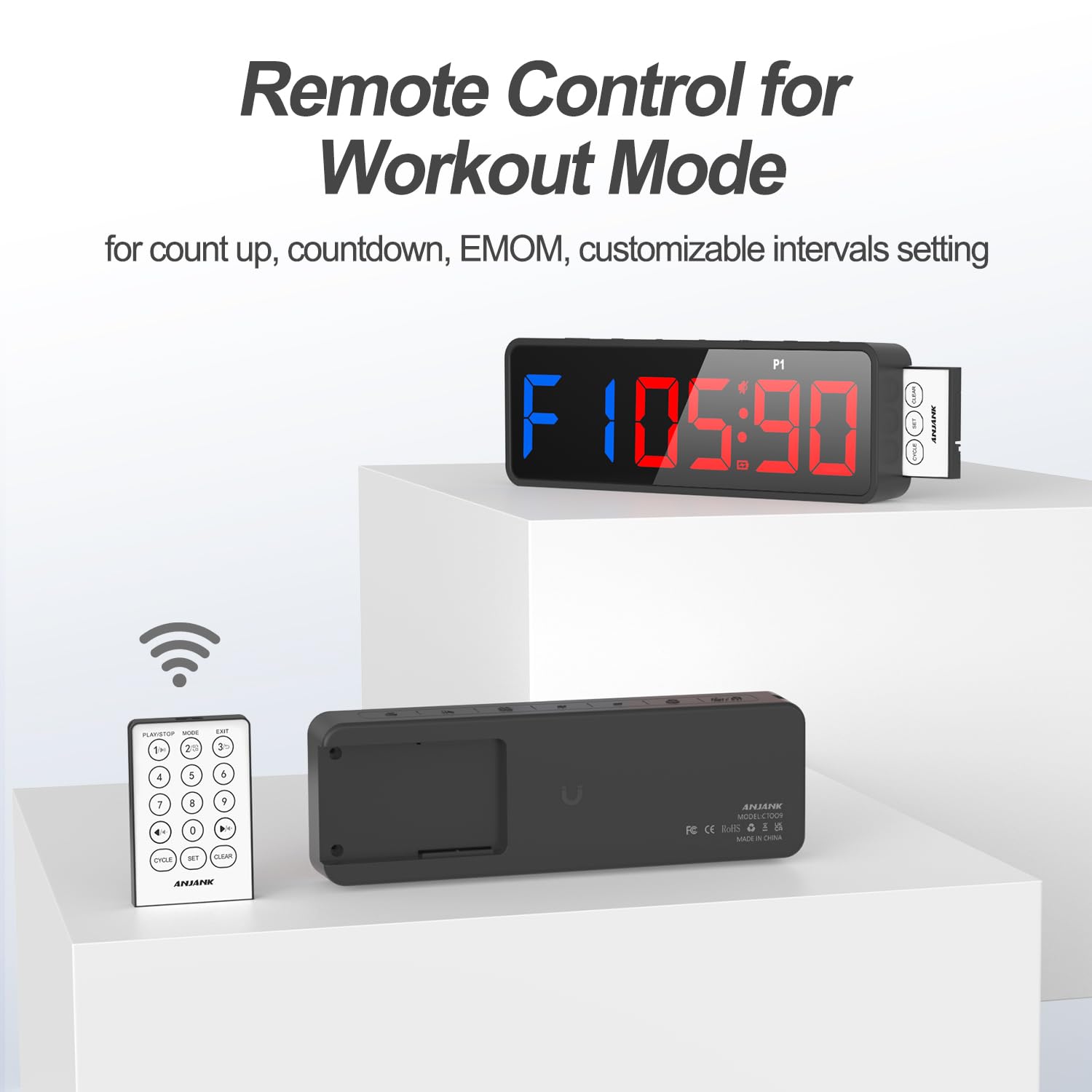 ANJANK Small Portable Gym Timer Clock, Strong Magnet, Workout Interval Timer with Powerful Battery